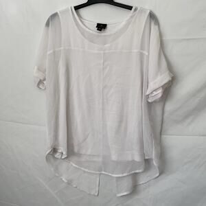 Worthington Petite White Back Lace-Up Blouse